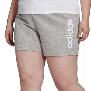 NWT Adidas Medium Gray White French Terry Logo Shorts Women's Plus Size 3X